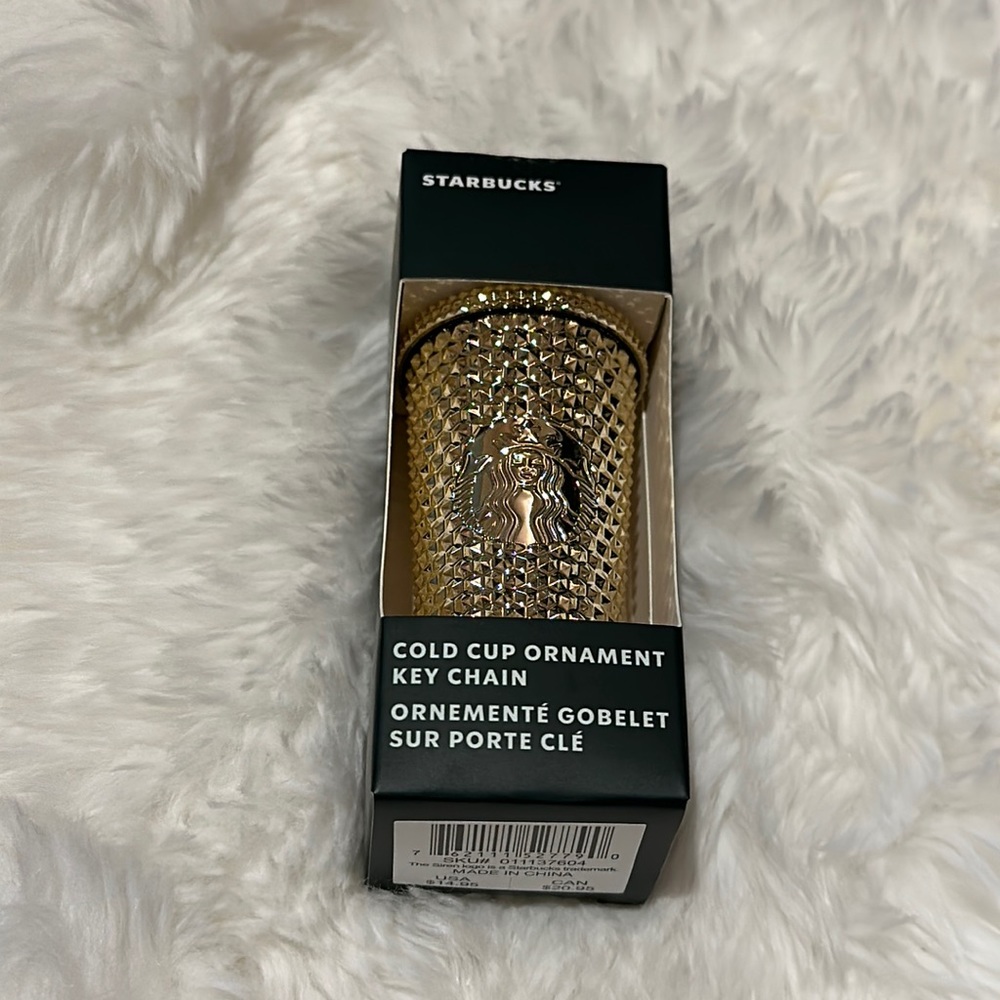 ✨NEW STARBUCKS Gold Studded Bling Ornament/Key Chain Winter 2022